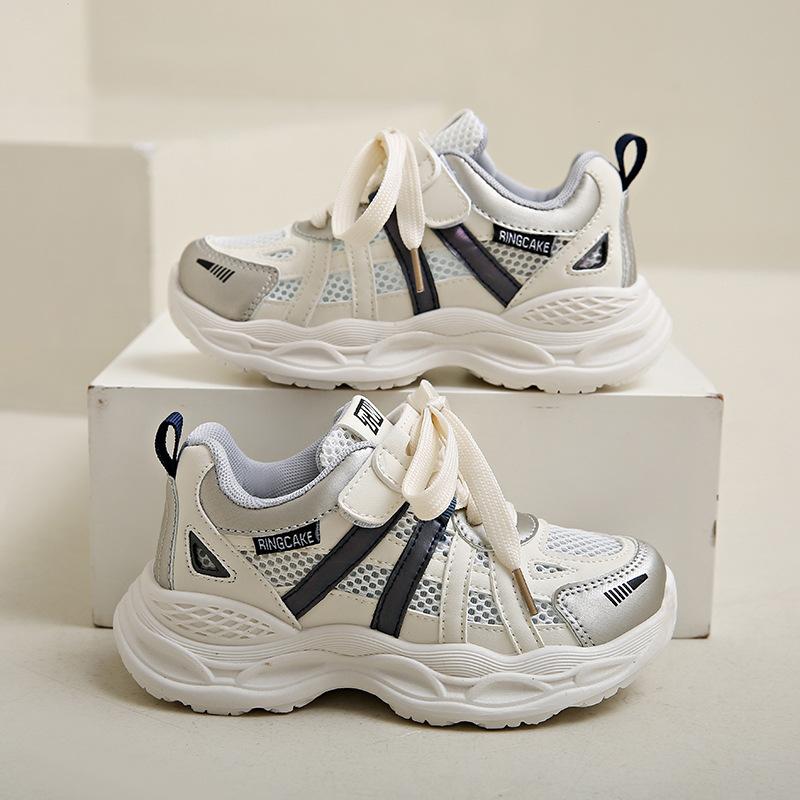 2025 Spring New Children's Dad Shoes Fashionable Versatile Boys Sports Shoes Lightweight Breathable Single Net Girls Running Shoes