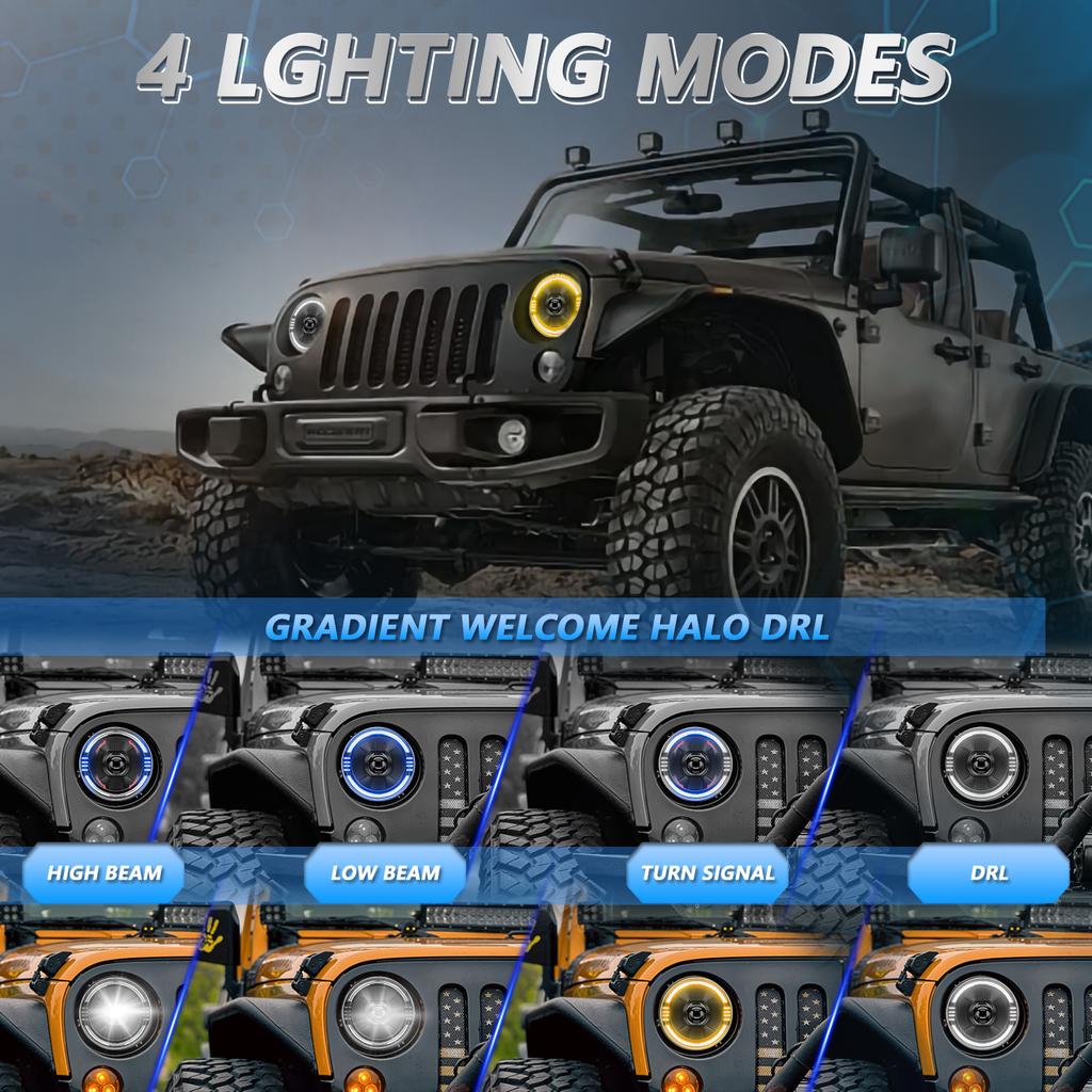 7 Inch LED Headlight for Motorcycle Off Road Vehicle DRL Turn Signal High Low Beam Headlamp