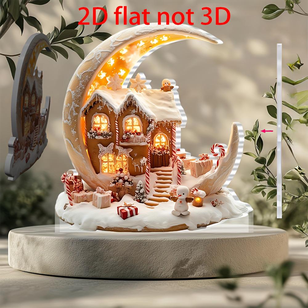New Christmas Moon Acrylic Desktop Ornament for Home or Office