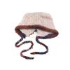 New Mixed Color Strap Bear Ear Plush Hat for Women's Winter Warm Ear Protection Knitted Wool Hat Pullover Hat