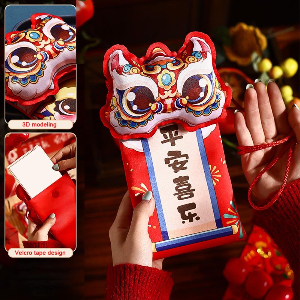 Cute Cloth Red Envelope Bag Creative 3D Dragon Shoulder Bag Cartoon Crossbody Capable Red Packet Child