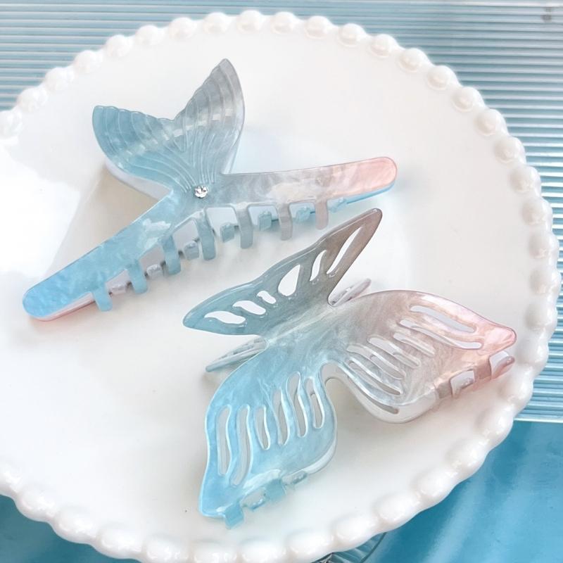 Multicolor Acetate Hair Claw Clip With Fish Tail Design Nonslip Hair Clip For Women Beach Vacation Hair Accessories