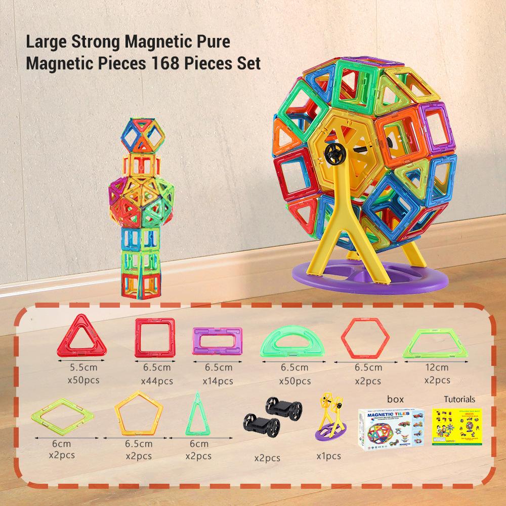 30-168PCS Big Size Magnetic Toys DIY Designer Construction Magnetic Building Blocks Kit Kids Educational Toys Gifts