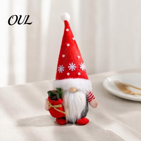 Christmas Tree Shaped Gnomes Gnome Plush Figurines, Soft Fabric Handmade Doll, Snowflake Whimsical Holiday Ornament Set And for Farmhouse Tabletop
