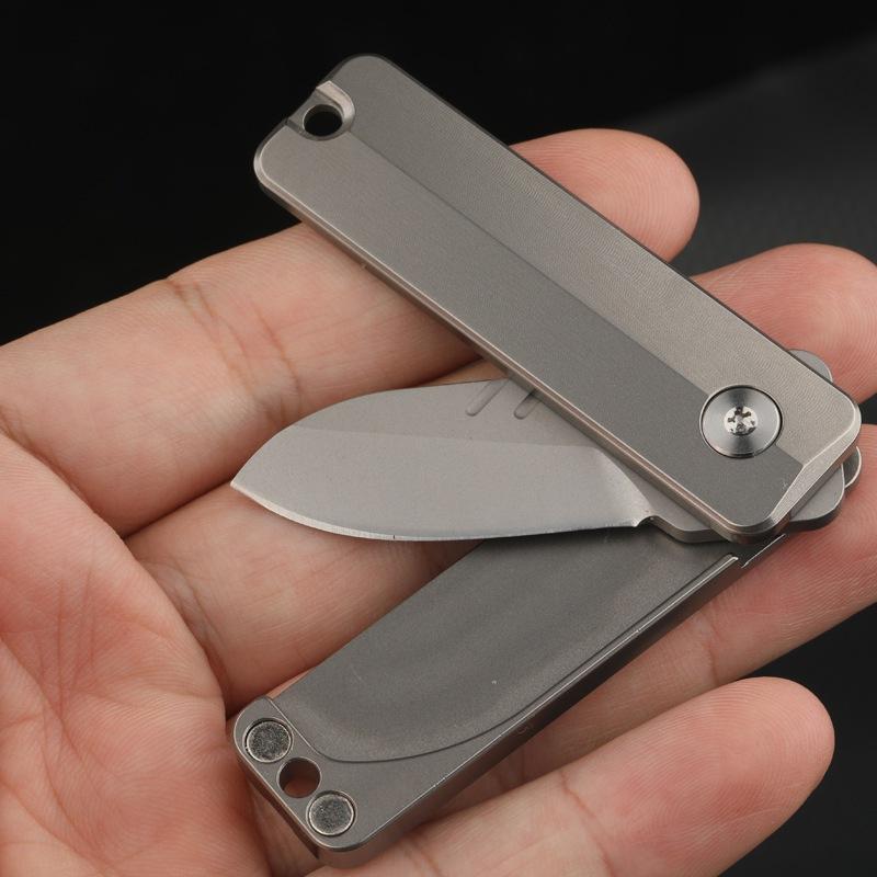 Titanium Alloy Folding Knife Mini Portable Pocket Knife Spin Handle Pressure-Relief EDC Tools Unboxing Cutter Survival Multitool