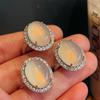 Jadeite White Ice Light, Natural White Chalcedony Ring, Agate Ring, Real Shot.