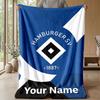Hamburger SV Custom Name Text Flannel Blanket Soccer Logo Personalized Fleece Throw Blanket Special Gift For Sofa Bedroom Home