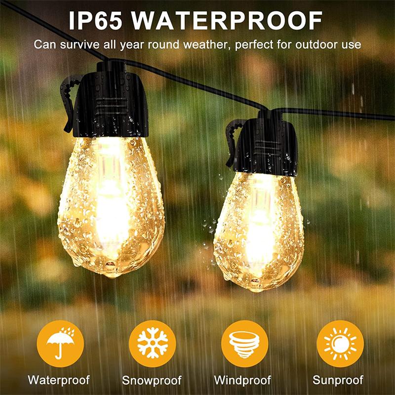 50ft 20 Bulbs Solar Outdoor Lights S14 Fairy String Light Christmas Garland Waterproof Edison LED Light Patio Garden Party Decor