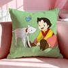 Cartoon Hheidi Girl Of The Alps Cushion Cover Breathable Linen Pillowcase Summer Odorless Eco-Friendly Invisible Zipper Washable