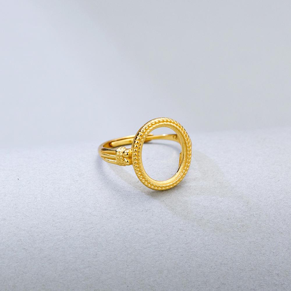 Handmade 925 Sterling Silver Gold-Plated Adjustable Ring Blank – Exquisite Light Luxury Design (10x12)
