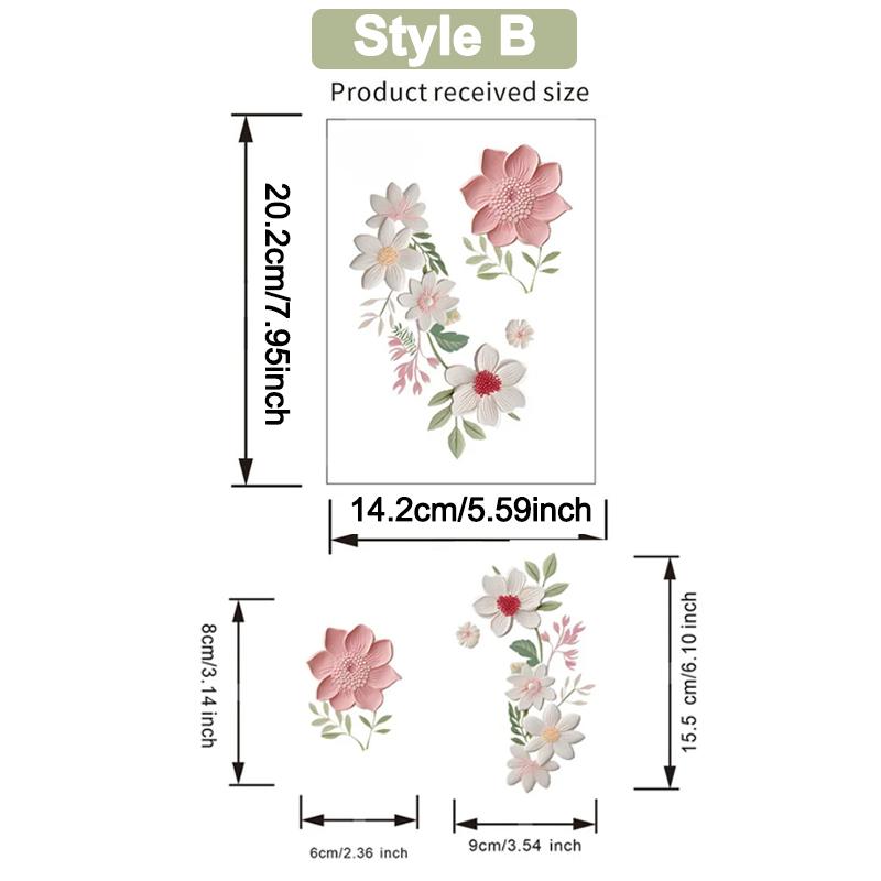3 Sheets Flowers Switch Wall Sticker PVC Removable Waterproof Sticker For Bedroom Bathroom Living Room Home Decoration Stickers