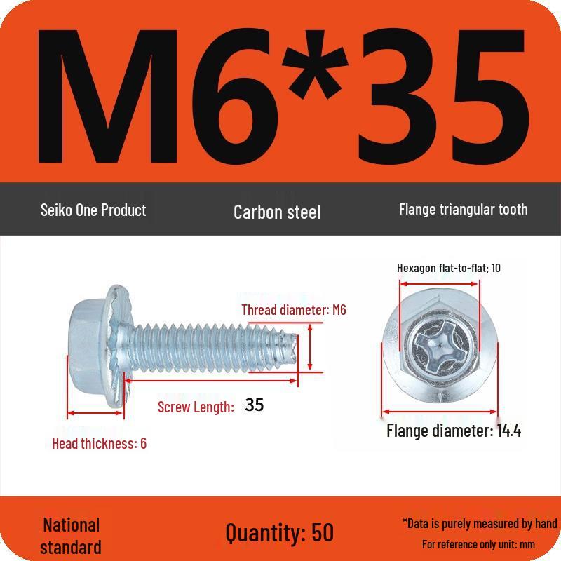 Grade 10.9 Galvanized Hex Flange Anti-slip Self-locking Triangular Thread Self-tapping Screw