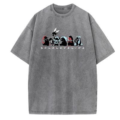Abbigliamento Stampato Hot Anime Carino Solo Leveling Sung Jin Woo Uomo Donna Magliette in Cotone Lavato Harajuku Uomo Maglietta Vintage