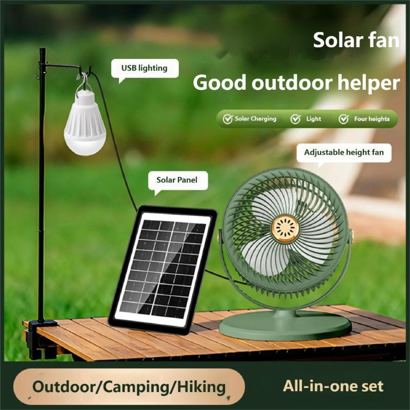 Wiederaufladbarer Solar-Bodenventilator mit flexibler Höhenverstellung Leiser Teleskop-Schreibtischventilator für Terrassen, Gärten und kleine Räume