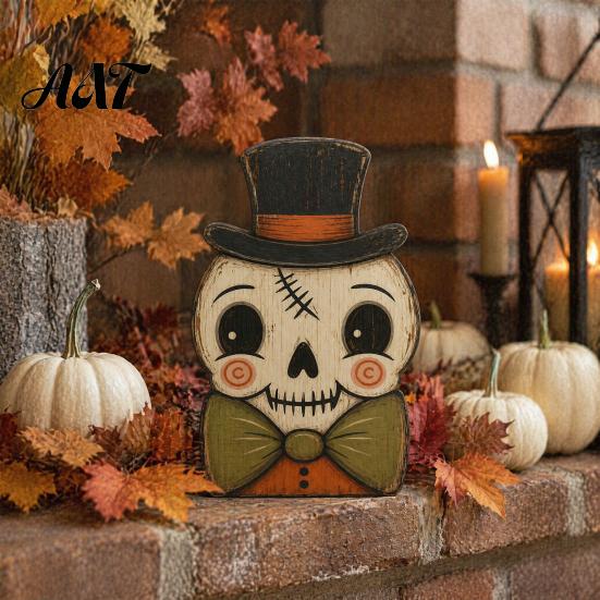 Vintage Style Desktop Ornaments Halloween Tiered Tray Decorations, Wooden Tabletop Ornaments, Centerpiece Rustic Farmhouse Holiday Decor