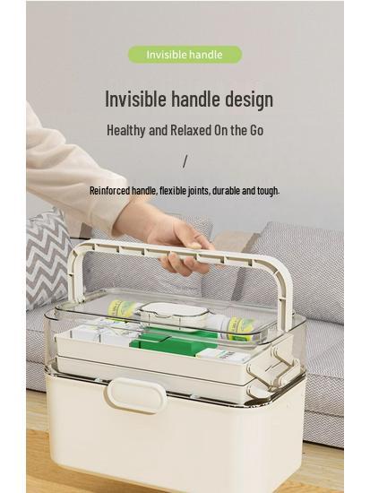 Large Capacity Family Medicine Box with Multi-Layer First Aid Storage for Household and Children
