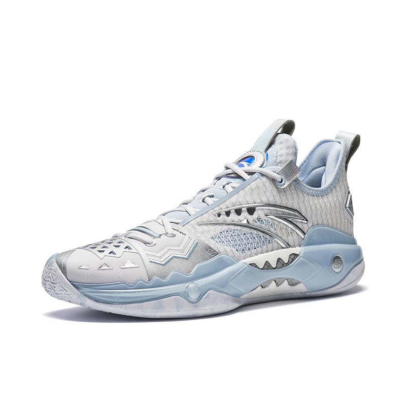 Anta Men's Shock Wave 5 Pro Basketball Shoes White Ice Blue Silver 112531133S-5