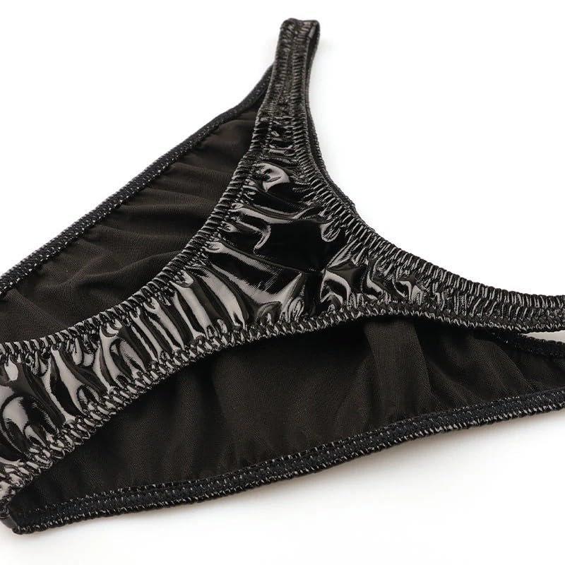 La-Pomme Women Shiny Enamel Fabric T-Front High Cut Half Back Shorts Lingerie Sexy Underwear Made in Japan