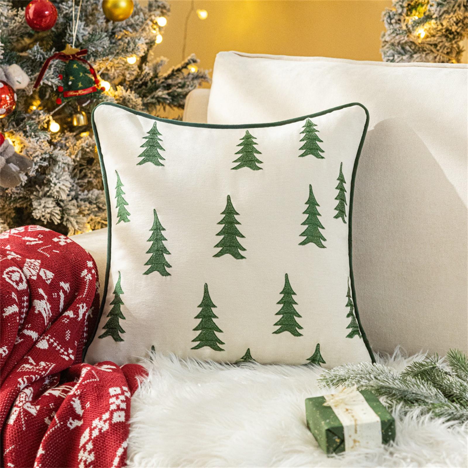 

Christmas Tree Pillowcase 18x18 Inch Christmas Winter Print Decorative Pillowcase Retro Holiday Decorative Throw Pillowcase Sofa Bed Decoration One Size зелёный