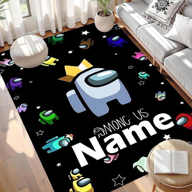 Custom Name Personalized Among Us Print Carpet, Versatile Home Decor Rug, for Playroom, Apartment, Balcony, Entryway, Hallway Gift