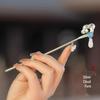 Elegant Ebony Flower Hairpin for Women – Ancient Style, High-End Feel, Simple Chinese Design, Perfect for Daily Use.