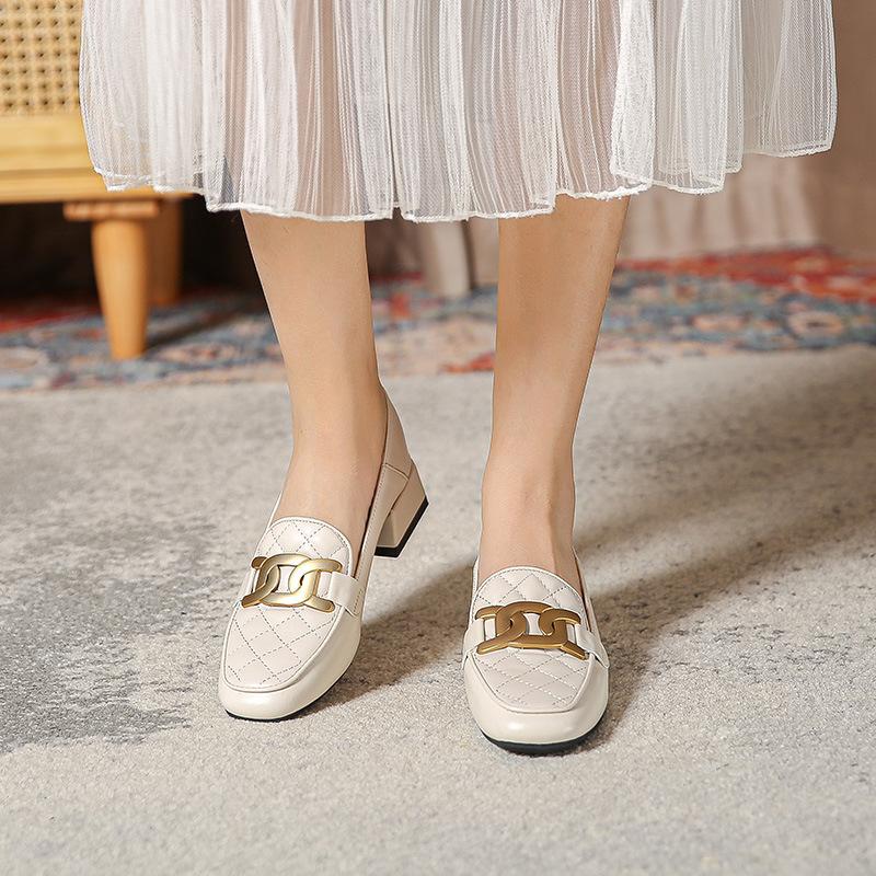 Loafers Women 'S Retro Mary Jane Shoes Spring Shoes Women 'S Large Size High Heels Thick Heel Square Toe Mary Janes Shoes