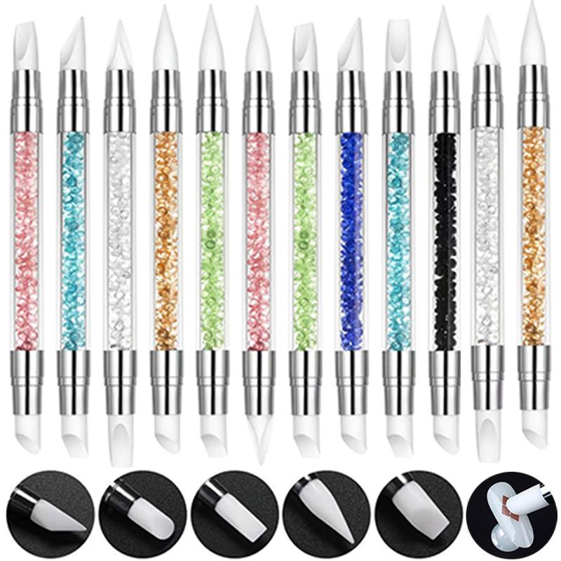 Double Head Silicone Nail Art Pen Carving Flower Sculpting Pen Adjustable Glue Stick Embossing Brush Professional Manicure Tools