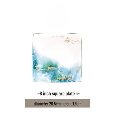 Wuhe Jingdezhen 'Brocade Mountains and Rivers' Light Luxury Ceramic Tableware Set