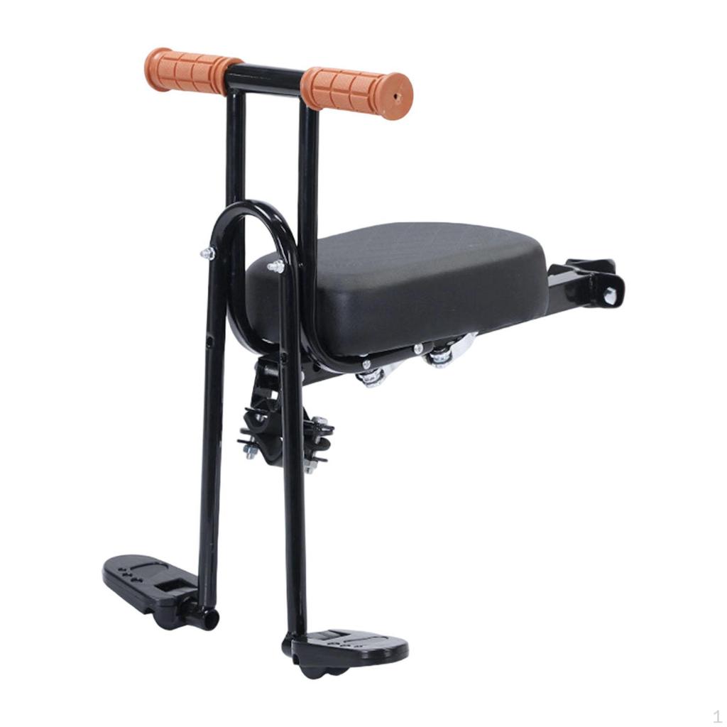 Kids Bicycle Front Seat Cycling with Foldable Pedals for Mountain Bikes Black