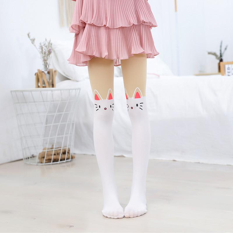 Spring Autumn Warm Children Baby Kids Tights Printing Cartoon Animal Bear Pantyhose Cat Kawaii Knee Tattoo Student Girl Stocking