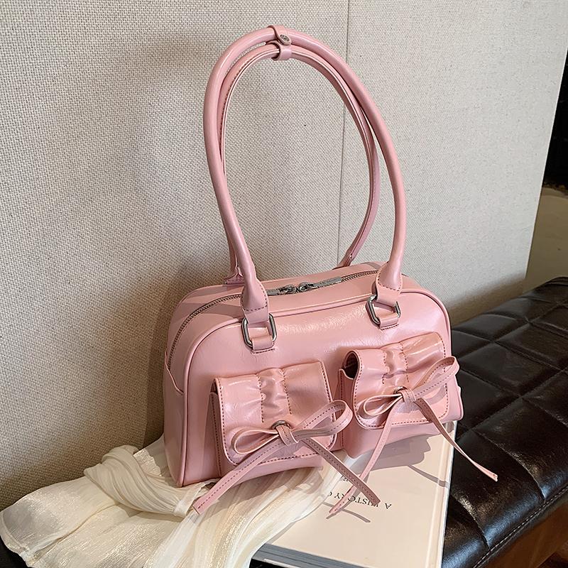 Stylish Shoulder Bags for Women Pure Color Big Capacity Commuter Mini Boston Underarm Bag Luxury Designer Handbag