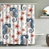 Vibrant Seahorse Floral Shower Curtain SetWaterproof Bath Decor for Home Decoration In Multicolors This Title Emphasizes the Vi
