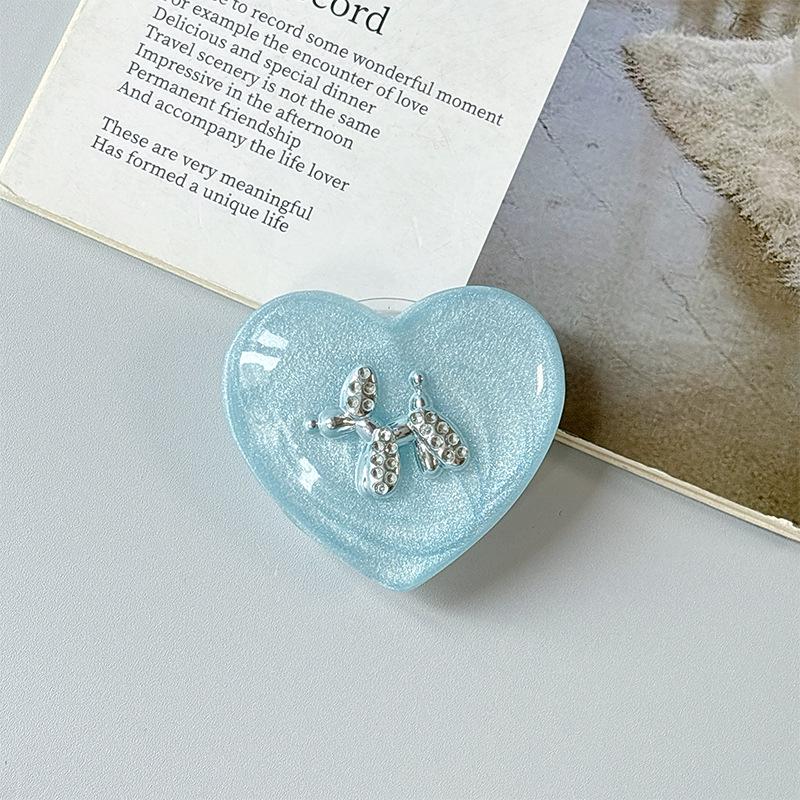 Korean Style Heart Glitter Rhinestone Puppy Phone Holder & Magnetic Finger Ring