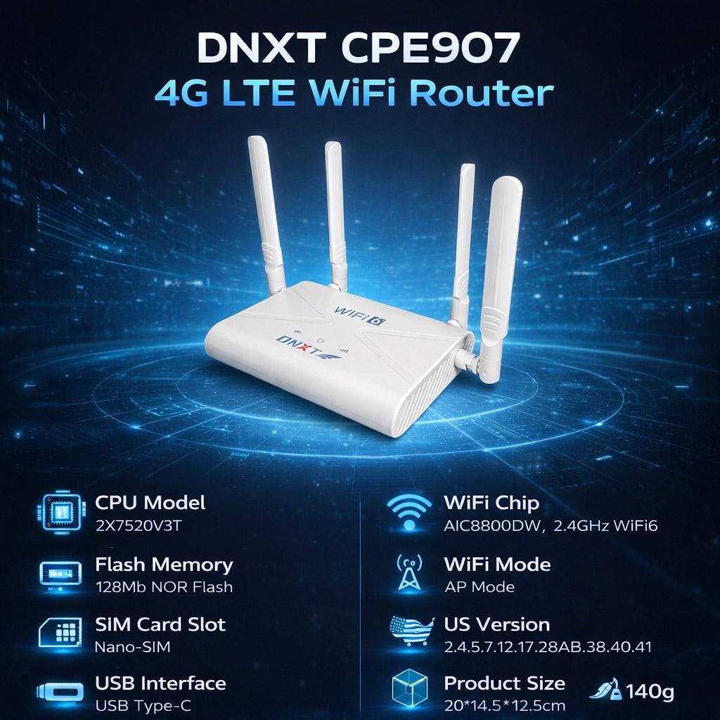 DNXT Rooters Wifi Use Sim Card WiFi6 High Speed Wifi Router WAN/LAN Cat4 Wifi Router Sim AP Mode Routeur a Power Bank Work Use