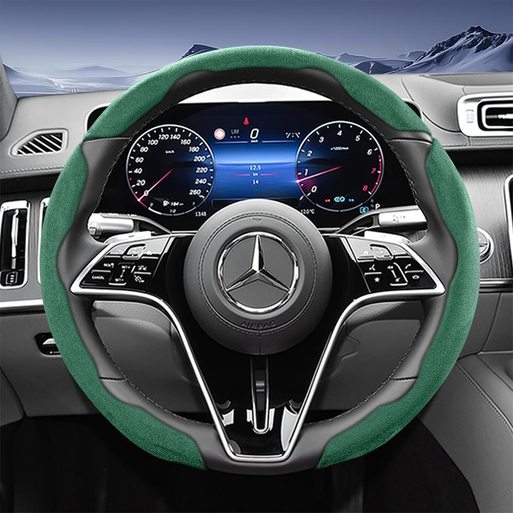 Suitable for Mercedes-Benz Sports Suede Steering Wheel Covers with Split Snap-On Design for V G S a E C Class Gle Glc Gla Glb Cls Cla Eqb Eqe Eqs Amg 