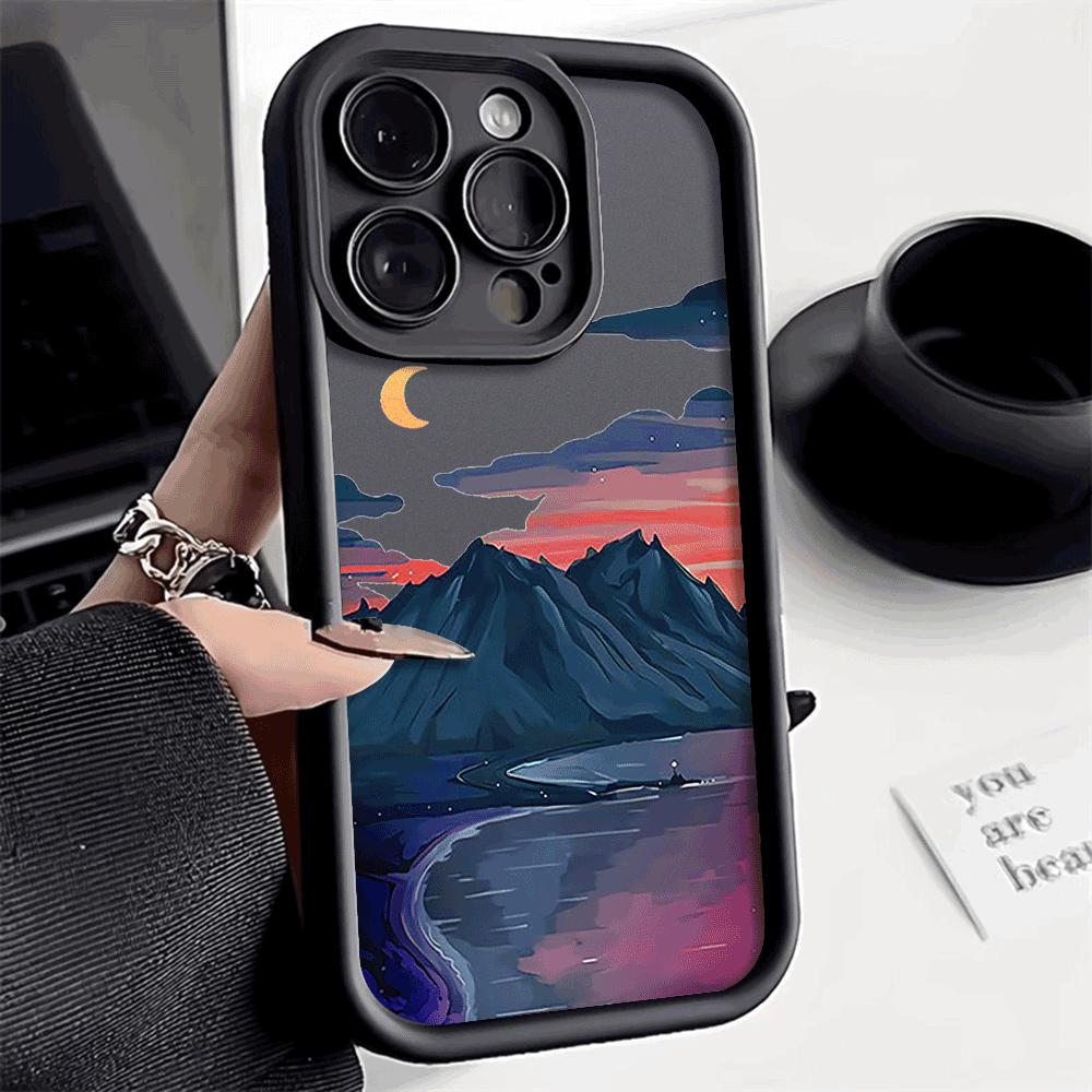 Phone Case for iPhone 16 15 14 13 12 11 Pro Max XS XR X Plus 12 13 Mini Cover Landscape Mountain Cloud Silicon Shockproof Cover