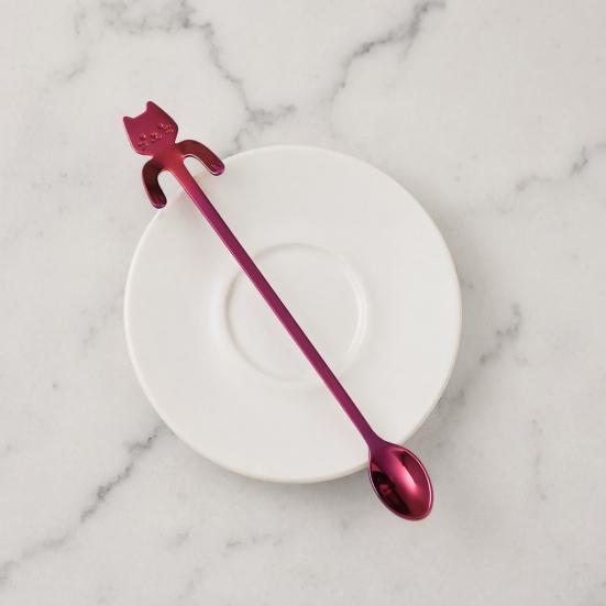 304 Stainless Steel Coffee Spoon, Hanging Cat Spoon for Mugs Tall Cups, Long Handle Tea Stirring Spoon, Ideal for Desserts & Ice Cream Lovers