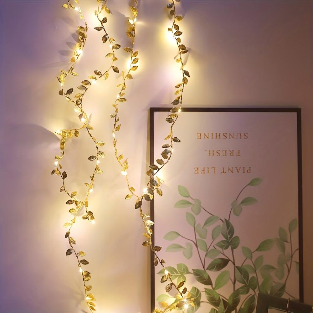5M Gold Leaves Artificial Rattan Plant Fake String Light Vine for Home Room Decor Garden Wedding Decoration DIY Ramadan Ornament