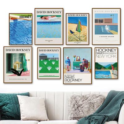 David Hockney Opere d'arte Mostra Poster Tela Pittura Astratta Piscina Sedie a sdraio Arte della parete per soggiorno Decorazione domestica