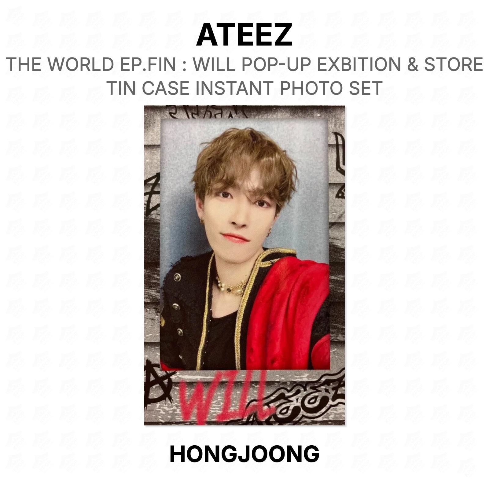 ATEEZ THE WORLD EP.FIN : ВЫЕЗДНАЯ ВЫСТАВКА И МАГАЗИН ЖЕСТЯНАЯ КОРОБКА НАБОР ДЛЯ МГНОВЕННЫХ ФОТО Официальная фотокарточка HONGJOONG