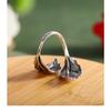 Buyee 925 Sterling Silver Male Female Big Ring Finger Elegant Gary Leaf Open Ring for Woman Men Fashion Fine Jewelry Circle Gift