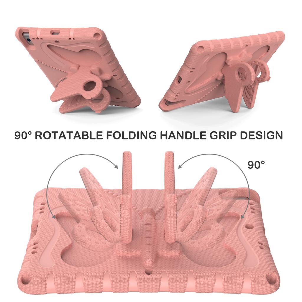 For iPad 10.2 (2021)/(2020)/(2019)/iPad Air 10.5 inch (2019) Case Butterfly Kickstand EVA Tablet Cover with Lanyard