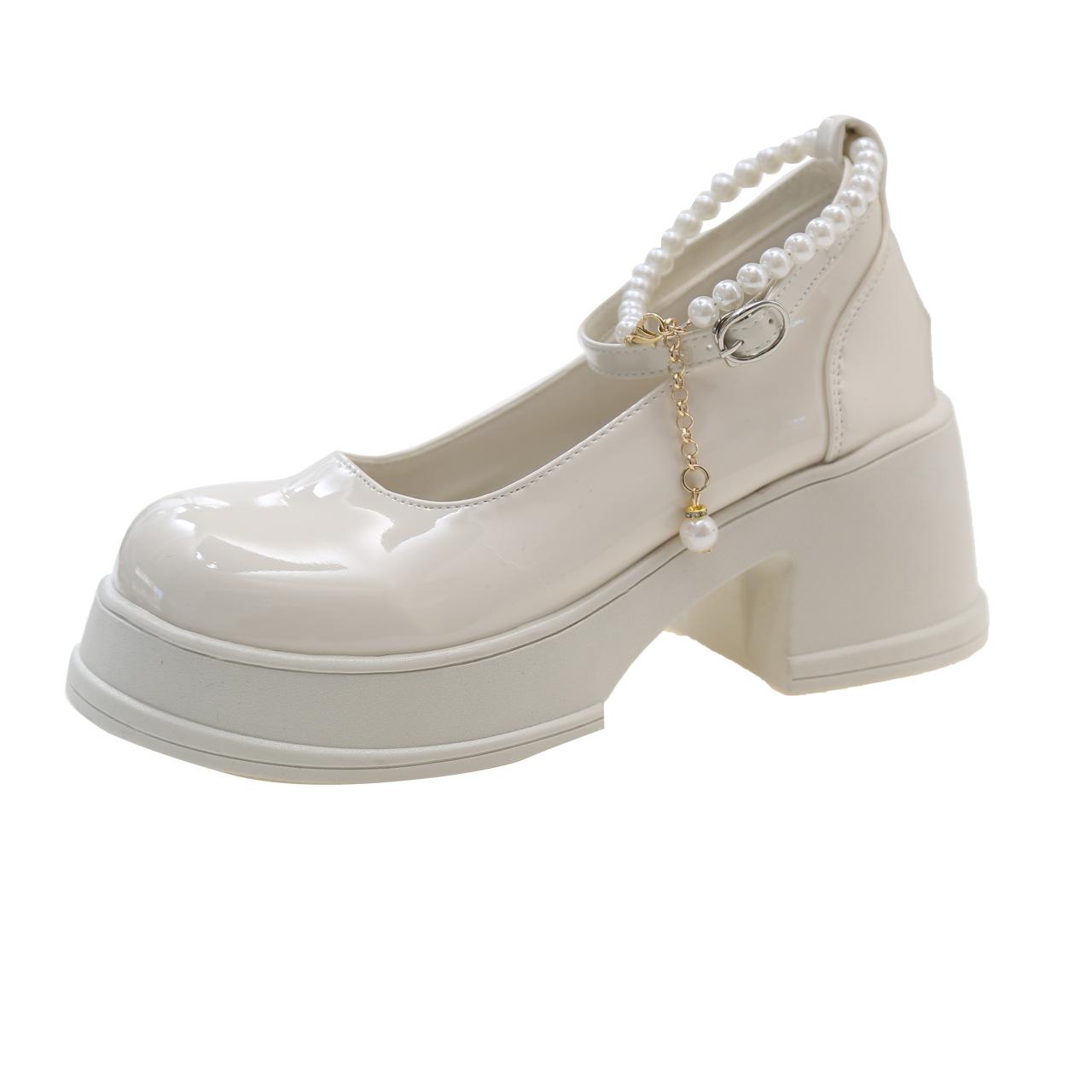 

Французские туфли-лодочки на высоком каблуке, женские летние новые туфли на толстом каблуке с круглым носком, с юбкой, темпераментные маленькие кожаные туфли 40