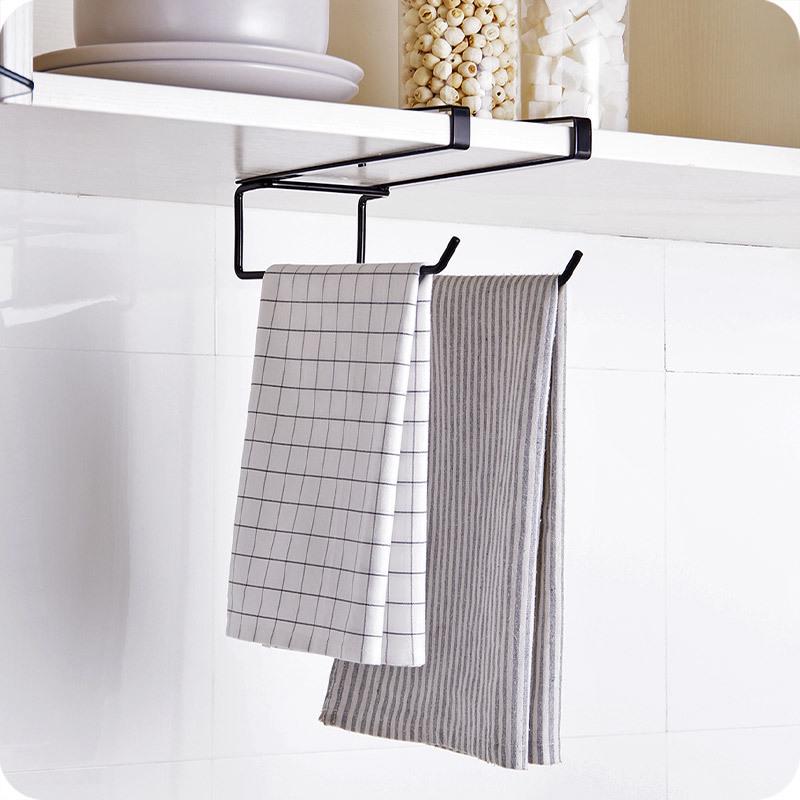 Punch-Free Double Rod Kitchen Towel and Wrap Rack