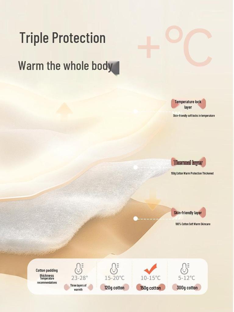 Unisex Winter Cotton Jacket for Babies, 150g Quilted Detachable Two-Piece Set