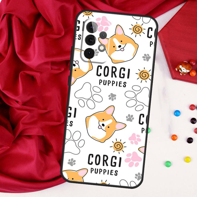 Cartoon Welsh Shiba Corgi Dog For Samsung Galaxy A56 A36 A26 A16 A05 A06 A22 A32 A52 A54 A34 A14 A55 A15 A53 A33 A35 Case