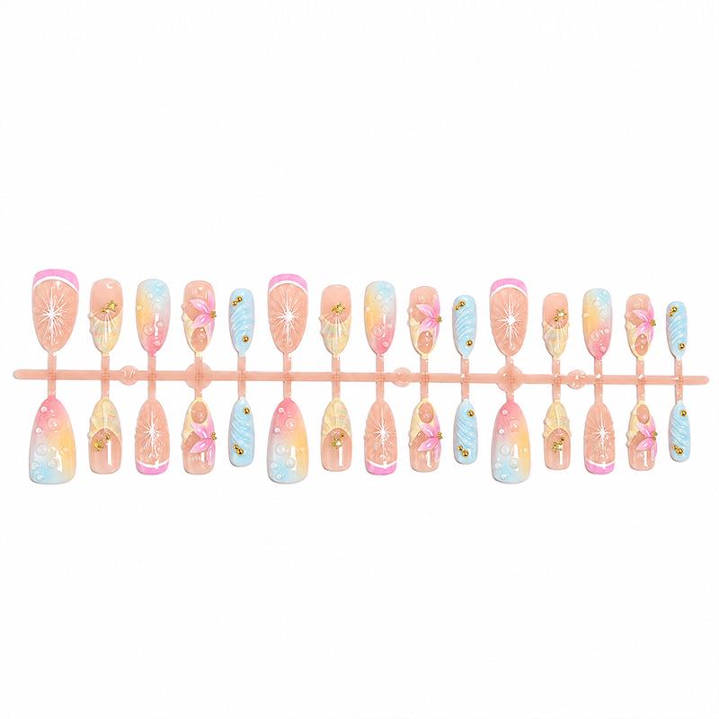 Almond-Shaped French 3D Flower Cat Eye Press-On Nails