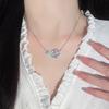 Pink Zircon Flower Necklace Female Mori Sweet Commuter Stainless Steel Clavicle Chain