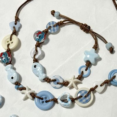 Boho Keramik Perlenarmband, Gewebtes Fisch-Stern-Design, Feiertagsstil Schmuckzubehör für Damen