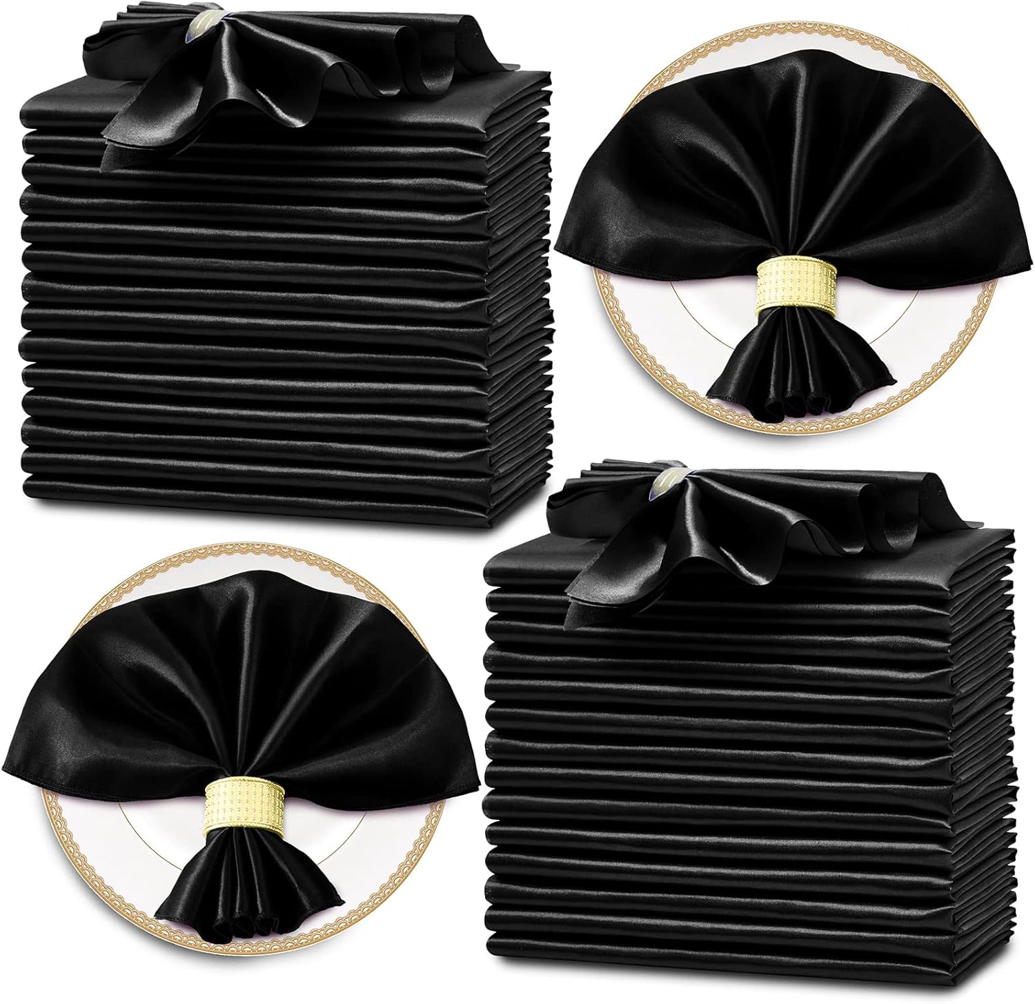

100 Pack Silky Satin Cloth Napkins 30x30cm Satin Napkins Washable Table Napkin Smooth Fabric Dinner Napkins for Weddings Party